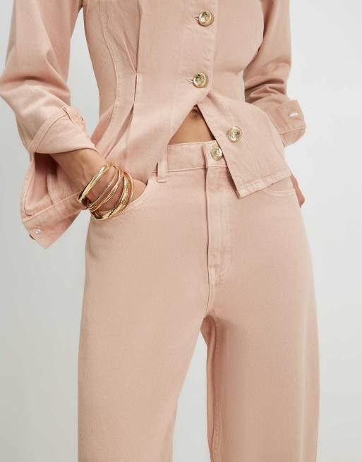 River Island Seamed barrel leg jeans in pink, 3 of 4