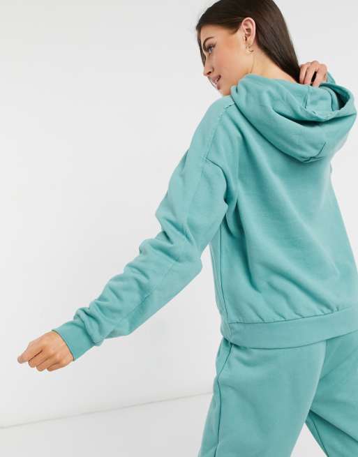 River Island seamed logo coordinating hoodie in dark green, 2 of 4