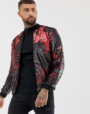 red and black sequin jacket