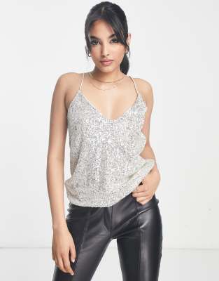 River Island sequin cami in silver