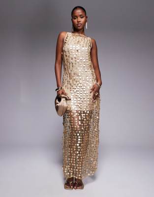 River Island Sequin Crochet Maxi Dress