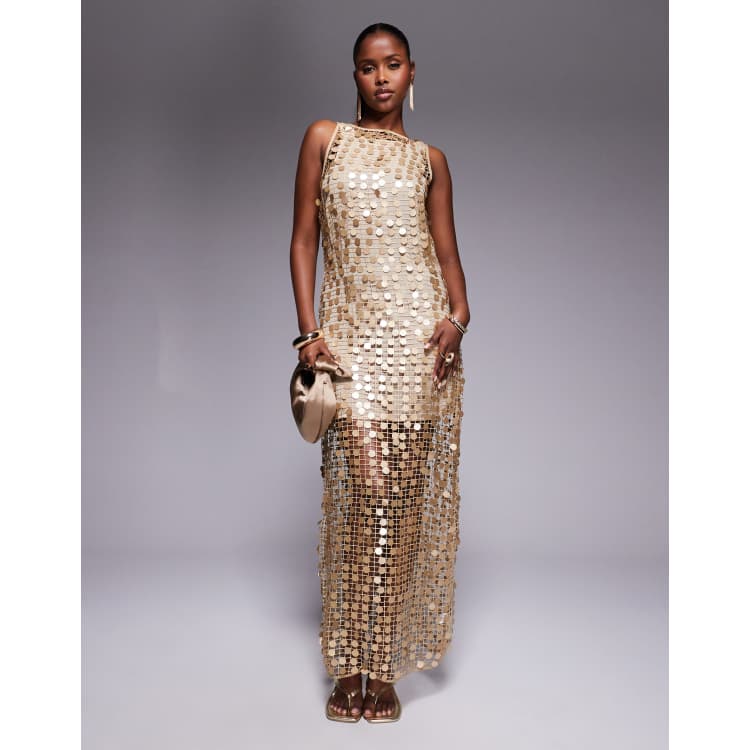 gold dress river island Gold Sequin Mini Dress