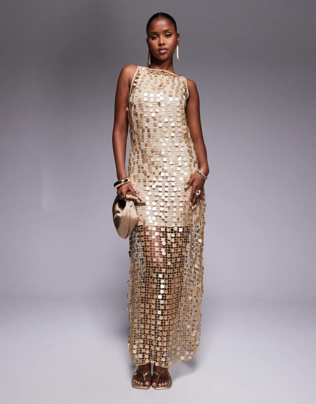river island sequin maxi dress River Island + Black Sequin Halter Neck Maxi Dress