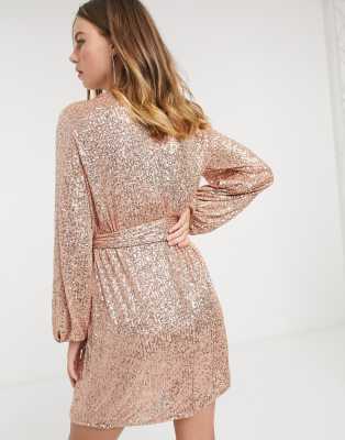 river island rose gold dress