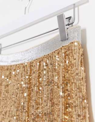 gold sequin flare pants