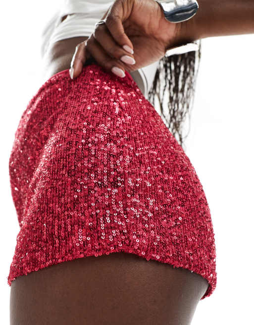 River Island sequin hotpants in hot pink, 2 of 5
