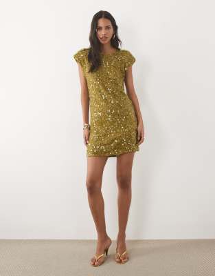 river island gold sequin dress emshelx on LTK