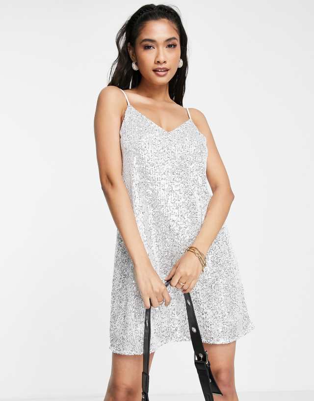 River Island sequin mini dress in silver