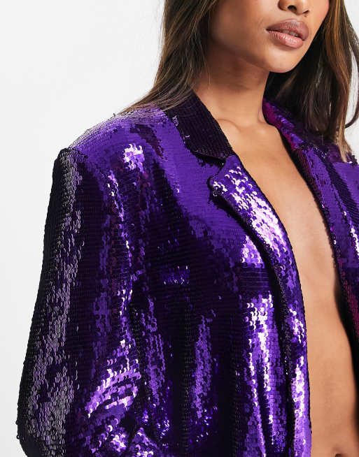 Purple sequin deals blazer womens