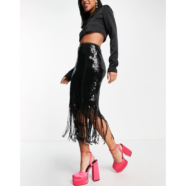 Sequin maxi clearance skirt river island