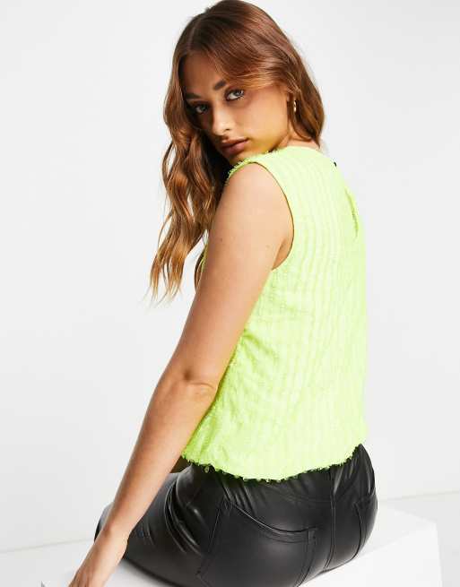 River Island sequin top in bright yellow, 2 of 4