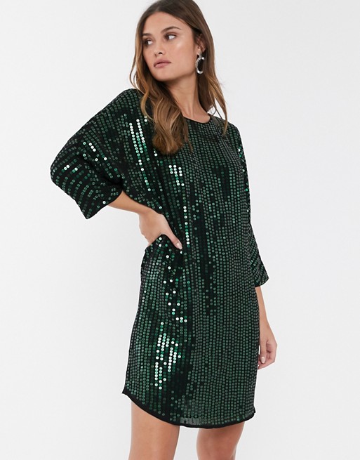 River Island sequined dress in green
