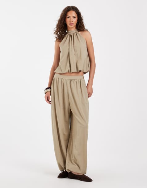 River Island – Set aus Leinen in Khaki - view 1