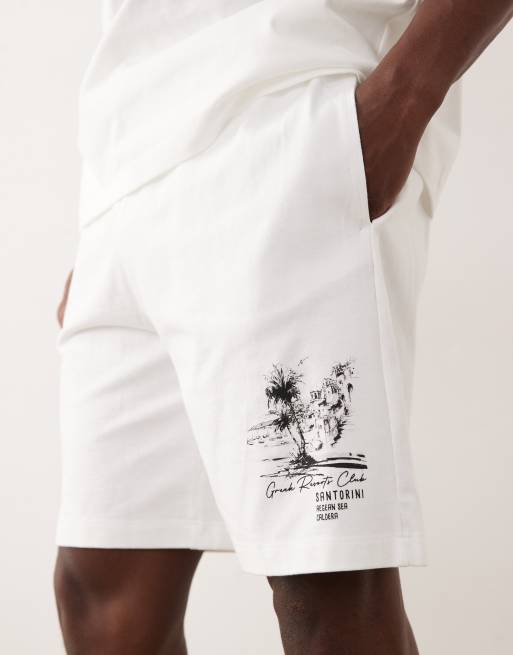 River Island – Set aus Tanktop und Shorts in Weiß mit Landschafts-Print, 4 von 5