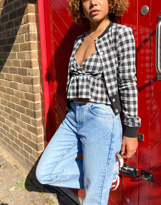 River Island - Set met cami en vest met gingham ruiten in zwart