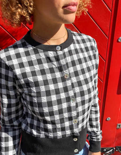 River Island - Set met cami en vest met gingham ruiten in zwart, 2 van 4