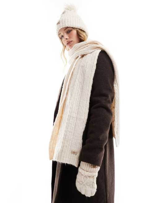 River Island - Set regalo beige in maglia a trecce
