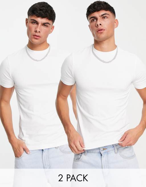 River Island - Set van 2 muscle fit T-shirts in wit