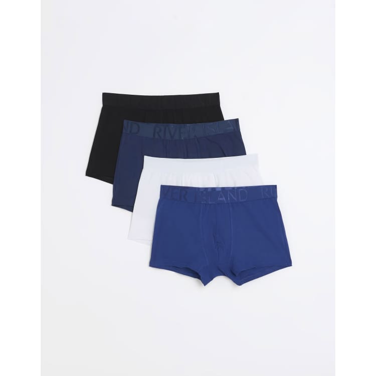 River Island Set van 4 boxershorts in middenblauw ASOS