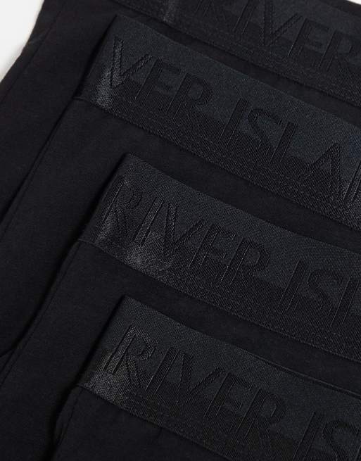 River Island - Set van 4 katoenen boxershorts met stretch in zwart, 3 van 4