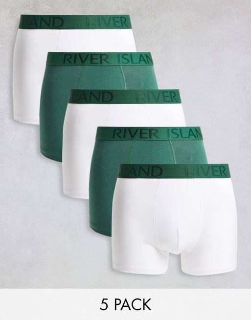 River Island - Set van 5 boxershorts met logo in groene multi