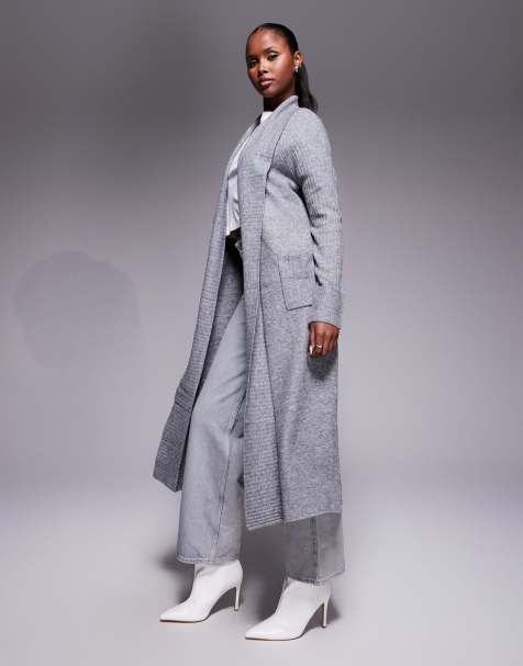 River Island shawl maxi cardigan in grey - view 1