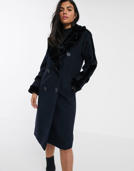 River island store navy coat