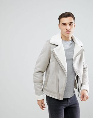 white shearling jacket