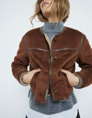 RIVER ISLAND SHEARLING TROPHY JACKET 