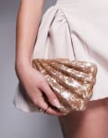 [River Island] River Island shell clutch bag in brown One Size BROWN