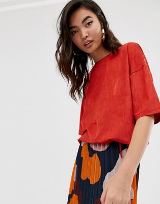 River Island shell top with draw string hem in red | ASOS