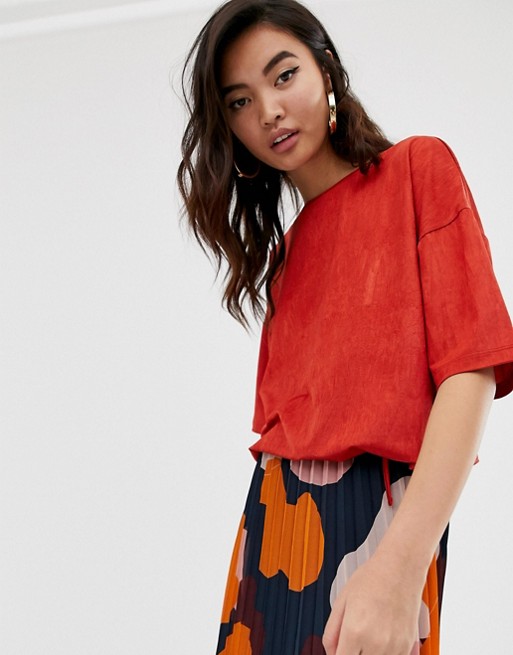 River Island shell top with draw string hem in red