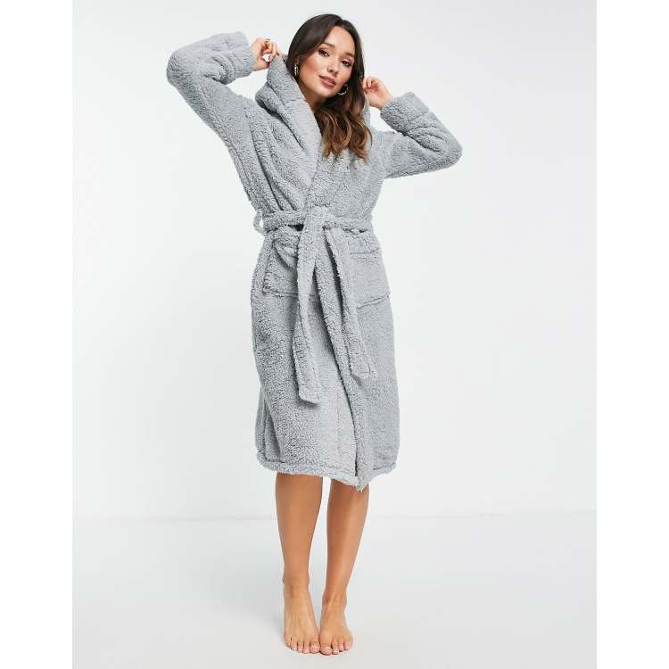 ladies grey hooded dressing gown Grey Dorothy Perkins Velour Hooded Dressing Gown
