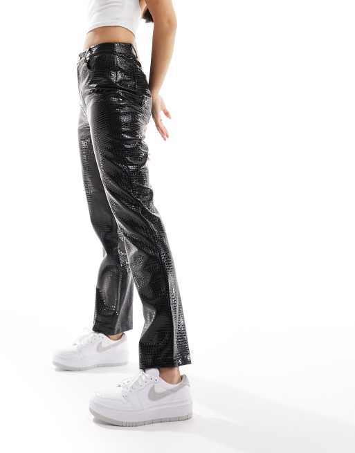 Shiny black hot sale trousers