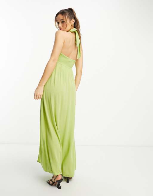 River island deals green maxi dress