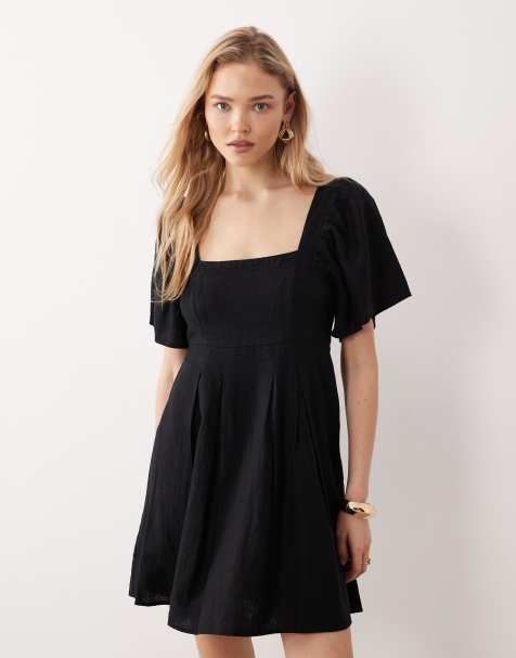 River Island shirred detail mini dress in black  - view 1