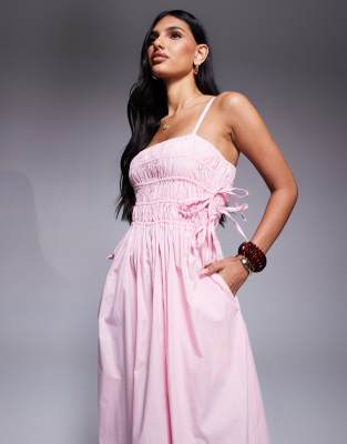 River Island Shirred Strappy Midi Dress