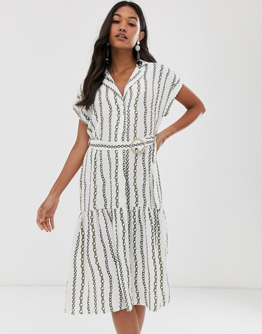 River Island shirt dress with belt in chain print