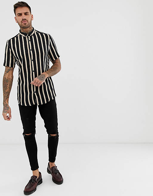 River Island shirt in black stripe | ASOS