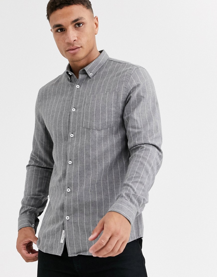 River Island shirt in grey pinstripe