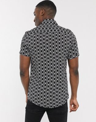 River Island long sleeve shirt with chain print in black