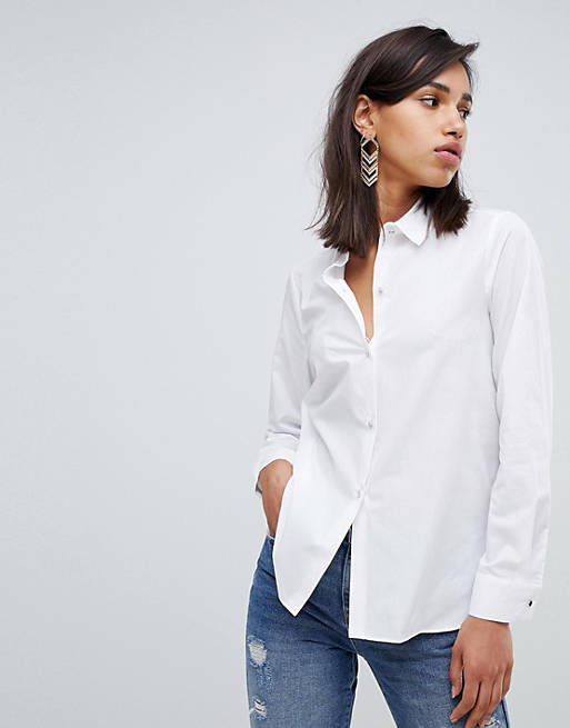 River Island shirt with diamante buttons in white
