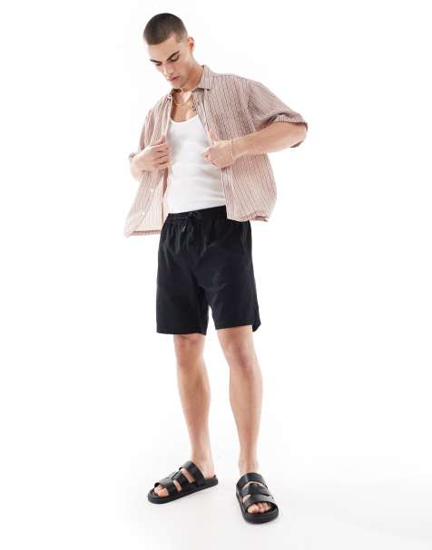 River Island - Short à enfiler aspect lin - Noir - view 1