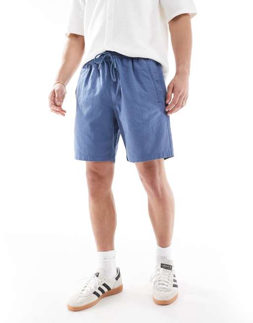 River Island - Short à enfiler en aspect lin - Bleu