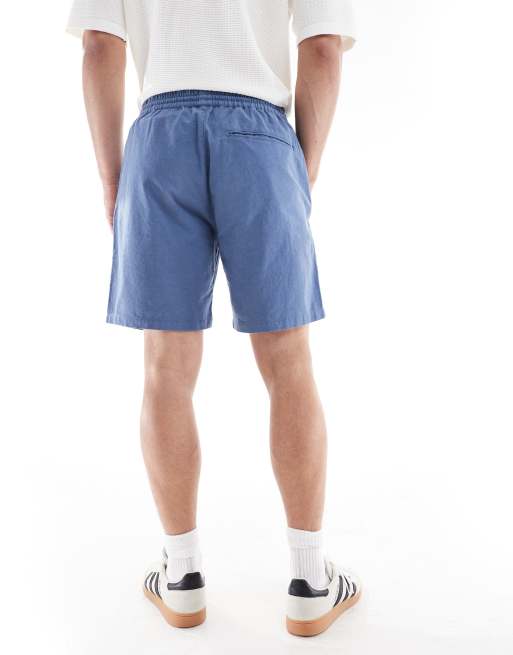River Island - Short à enfiler en aspect lin - Bleu