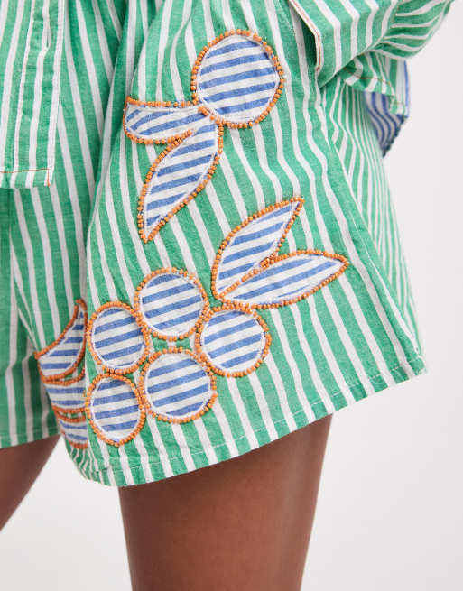 River Island - Short à rayures et ornement toucan - Vert moyen, 5 de 5