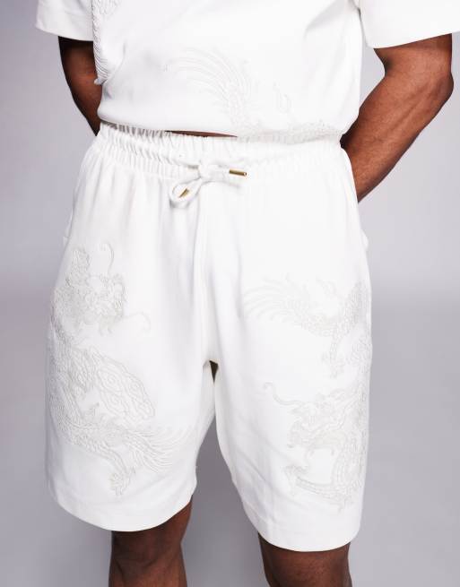 River Island - Short d'ensemble à dragon brodé - Écru, 5 de 5
