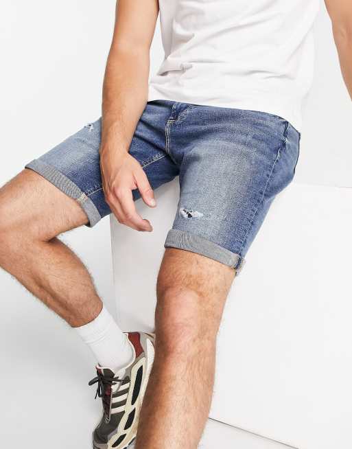 River Island - Short en jean skinny en jean - Bleu foncé
