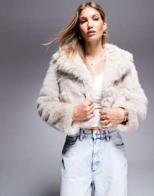 River island cream faux fur coat online