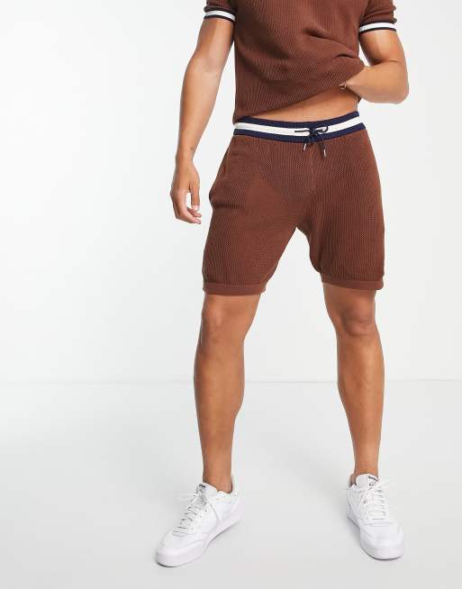 River Island - Short met gebreide textuur in bruin